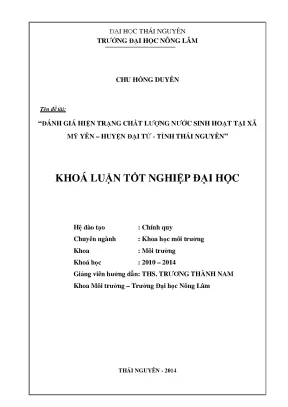 Đánh Giá Chất Lượng Nước Sinh Hoạt Tại Xã Mỹ Yên, Huyện