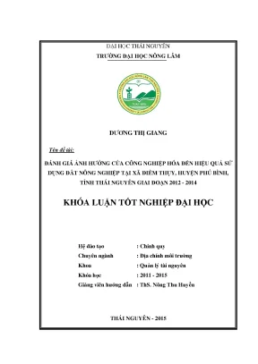 Ảnh Hưởng Công Nghiệp Hóa Đến Hiệu Quả Sử Dụng Đất Nông