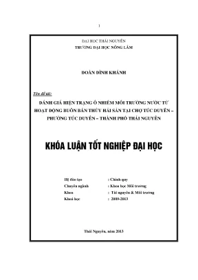 Đánh giá ô nhiễm môi trường nước từ hoạt động buôn bán