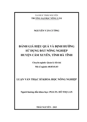 Đánh Giá Hiệu Quả Và Định Hướng Sử Dụng Đất Nông Nghiệp