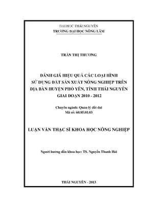 Đánh Giá Hiệu Quả Sử Dụng Đất Nông Nghiệp Tại Huyện Phổ