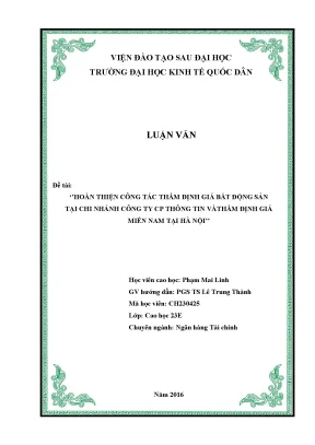 Hoàn Thiện Công Tác Thẩm Định Giá Bất Động Sản Tại Chi 