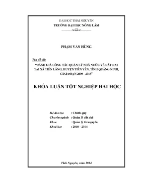 Đánh Giá Quản Lý Nhà Nước Về Đất Đai Tại Xã Tiên Lãng,