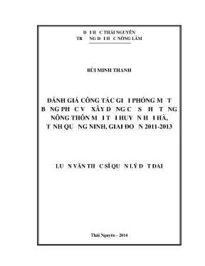 Đánh Giá Giải Phóng Mặt Bằng Xây Dựng Hạ Tầng Nông Thôn