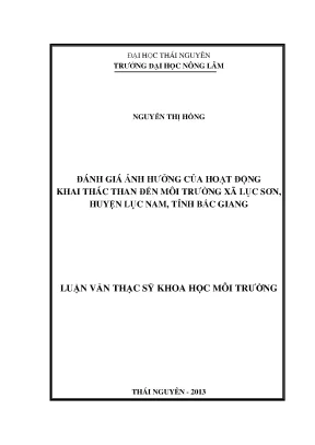 Đánh giá ảnh hưởng khai thác than đến môi trường xã Lục