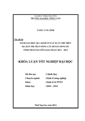 Đánh giá hiệu quả kinh tế sản xuất chè tại huyện Đồng