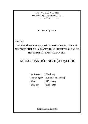 Đánh Giá Chất Lượng Nước Ngầm & Biện Pháp Xử Lý Ô Nhiễm