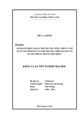 Đánh giá hiện trạng môi trường nông thôn và giải pháp