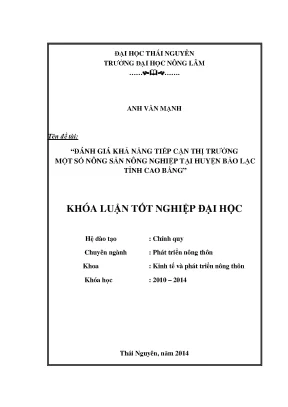 Đánh Giá Khả Năng Tiếp Cận Thị Trường Nông Sản Tại Huyện