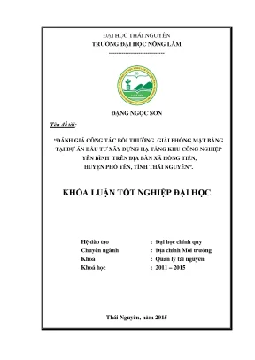 Đánh Giá Công Tác Bồi Thường Giải Phóng Mặt Bằng Tại Dự