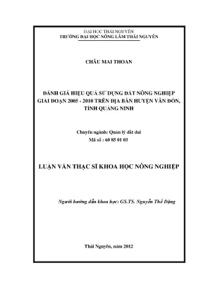 Đánh Giá Hiệu Quả Sử Dụng Đất Nông Nghiệp Tại Huyện Vân