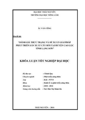Đánh Giá Thực Trạng Và Giải Pháp Phát Triển Sản Xuất Cây