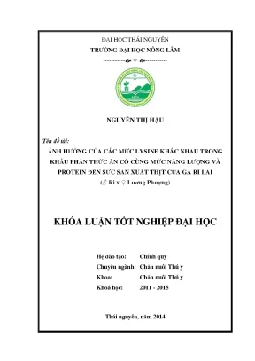 Ảnh hưởng của lysine trong khẩu phần ăn đến sản xuất