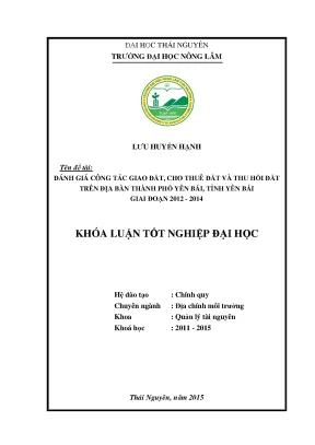 Đánh Giá Công Tác Giao Đất, Thuê Đất Và Thu Hồi Đất Tại