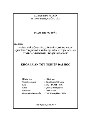 Đánh Giá Công Tác Cấp Giấy Chứng Nhận Quyền Sử Dụng Đất