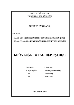 Đánh Giá Hiện Trạng Môi Trường Nước Sông Cầu Đoạn Chảy