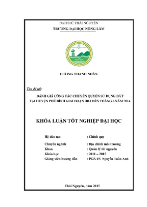 Đánh giá công tác chuyển quyền sử dụng đất tại huyện Phú