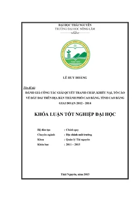 Đánh Giá Công Tác Giải Quyết Tranh Chấp Đất Đai Tại