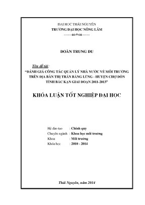 Đánh Giá Quản Lý Nhà Nước Về Môi Trường Tại Thị Trấn
