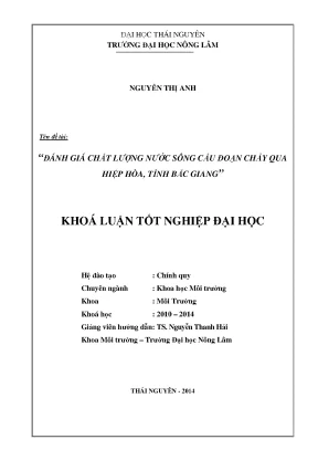 Đánh Giá Chất Lượng Nước Sông Cầu Qua Huyện Hiệp Hòa,