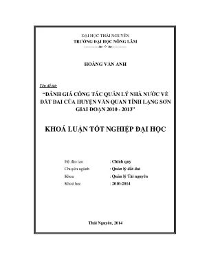 Đánh Giá Quản Lý Nhà Nước Về Đất Đai Tại Huyện Văn Quan,