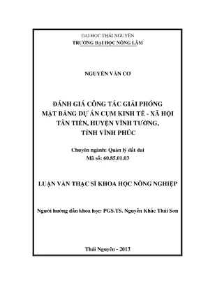 Luận Văn Thạc Sĩ: Đánh Giá Giải Phóng Mặt Bằng Dự Án Cụm