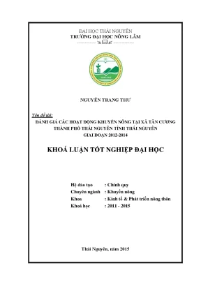 Đánh giá hoạt động khuyến nông tại xã Tân Cương, Thái