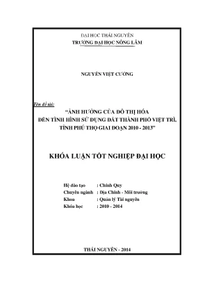 Ảnh hưởng của đô thị hóa đến sử dụng đất tại thành phố
