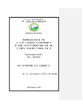 Đánh giá tác động giao đất lâm nghiệp đến quản lý và