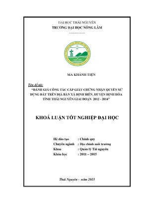 Đánh Giá Công Tác Cấp Giấy Chứng Nhận Quyền Sử Dụng Đất