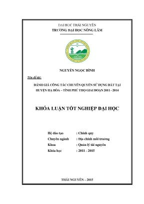 Đánh Giá Công Tác Chuyển Quyền Sử Dụng Đất Tại Huyện Hạ