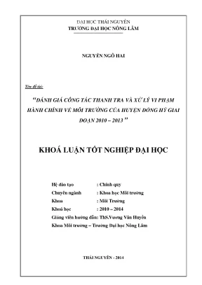 Đánh Giá Công Tác Thanh Tra & Xử Lý Vi Phạm Môi Trường 