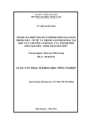 Đánh giá ô nhiễm kim loại nặng trong đất và rau tại khu