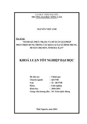 Đánh giá và giải pháp phát triển rừng trồng cây keo lai 