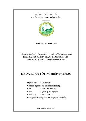 Đánh giá quản lý nhà nước về đất đai tại xã Hoa Thám,