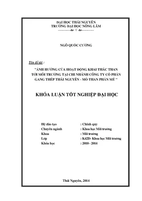 Ảnh hưởng của khai thác than đến môi trường tại mỏ than