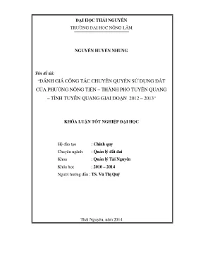 Đánh Giá Công Tác Chuyển Quyền Sử Dụng Đất Phường Nông