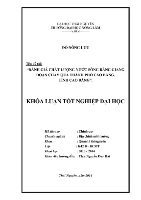 Đánh Giá Chất Lượng Nước Sông Bằng Giang Đoạn Chảy Qua
