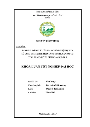 Đánh Giá Cấp Giấy Chứng Nhận Sử Dụng Đất Tại Thị Trấn