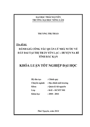 Đánh Giá Quản Lý Nhà Nước Về Đất Đai Tại Thị Trấn Yến