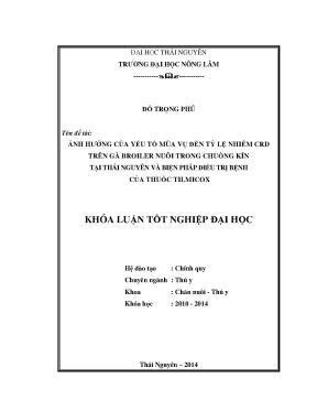 Ảnh hưởng mùa vụ đến tỷ lệ nhiễm CRD trên gà broiler và