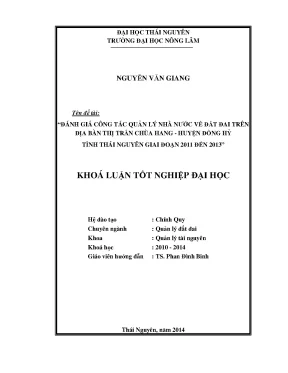 Đánh Giá Quản Lý Nhà Nước Về Đất Đai Tại Thị Trấn Chùa