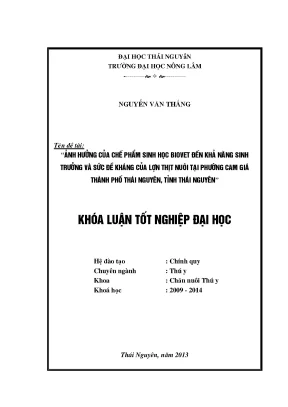 Ảnh hưởng của chế phẩm sinh học Biovet đến sinh trưởng