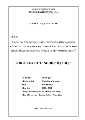 Đánh giá ảnh hưởng khai thác đá trắng mỏ Cẩm Thạch R.K