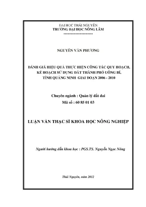 Đánh Giá Hiệu Quả Quy Hoạch Sử Dụng Đất Tại Thành Phố