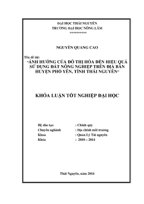 Ảnh hưởng của đô thị hóa đến hiệu quả sử dụng đất nông
