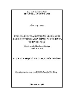 Đánh giá hiện trạng sử dụng nước sinh hoạt tại Vĩnh Yên,