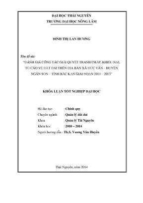 Đánh Giá Công Tác Giải Quyết Tranh Chấp Đất Đai Tại Xã