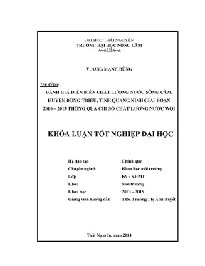 Đánh giá chất lượng nước sông Cầm tại Đông Triều, Quảng