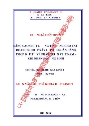 Nâng cao chất lượng tín dụng cho vay doanh nghiệp xây